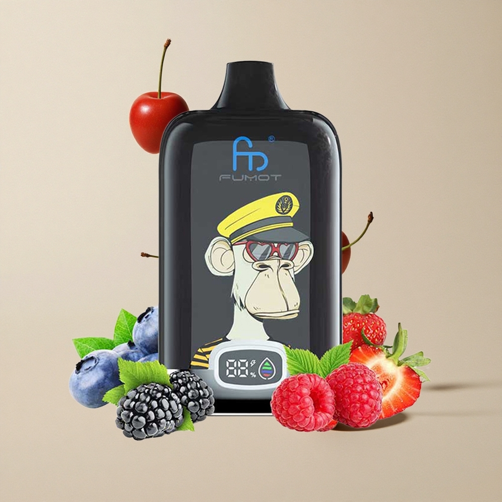 Fumot Tornado Digital Box 12000 Puffs Ceri vape wholesale Indonesia 20ml E-Liquid 550mAh Baterai
