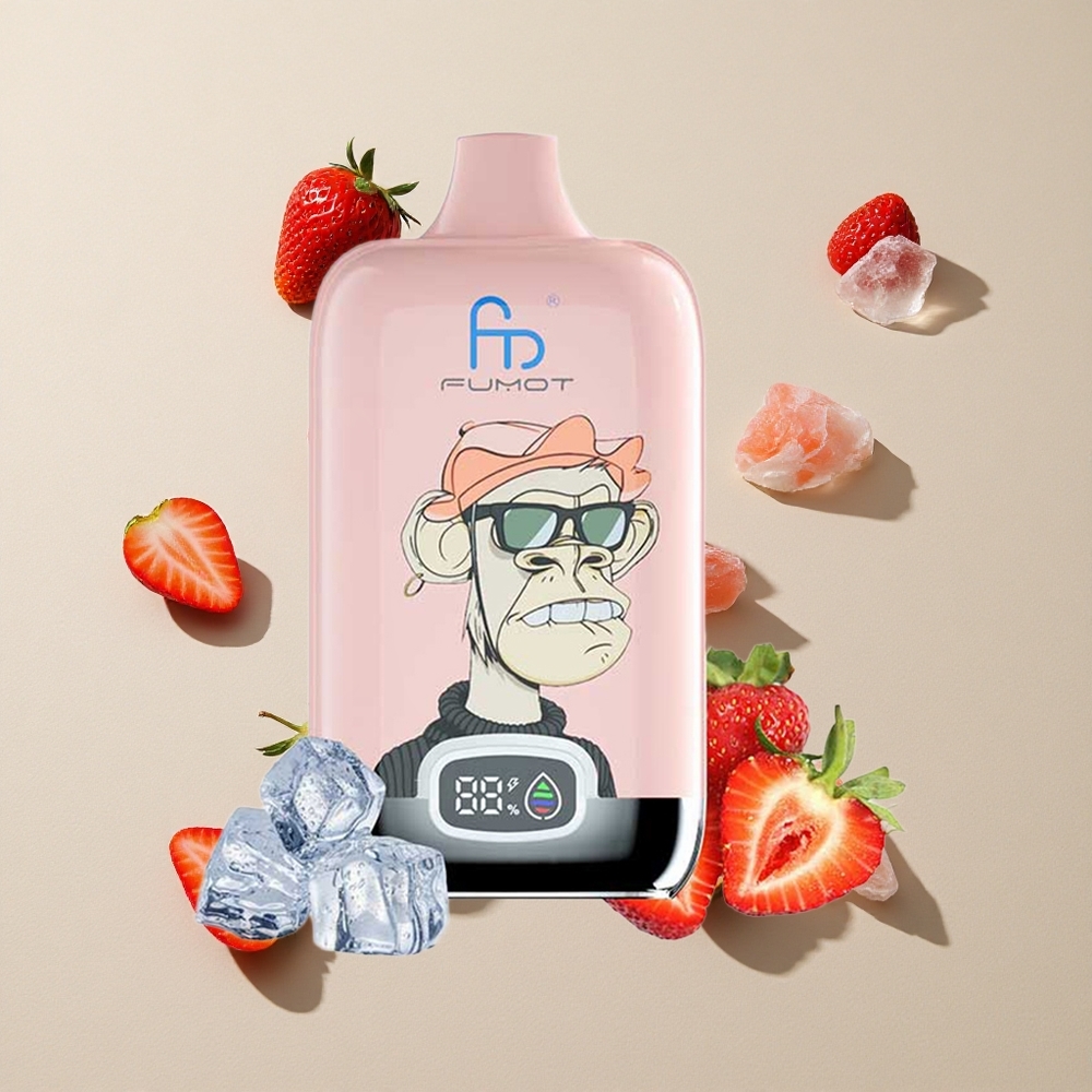 Fumot Tornado Digital Box 12000 Puffs Stroberi Es vape wholesale Indonesia 20ml E-Liquid 550mAh