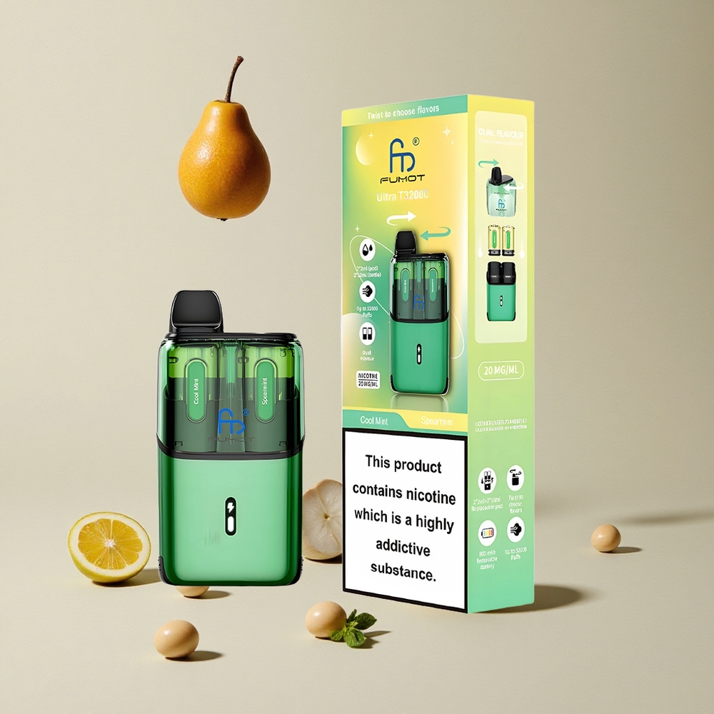 Fumot Ultra T32000 Disposable Vape Mint Segar - Spearmint vape wholesale Indonesia Kapasitas Baterai 800mAh