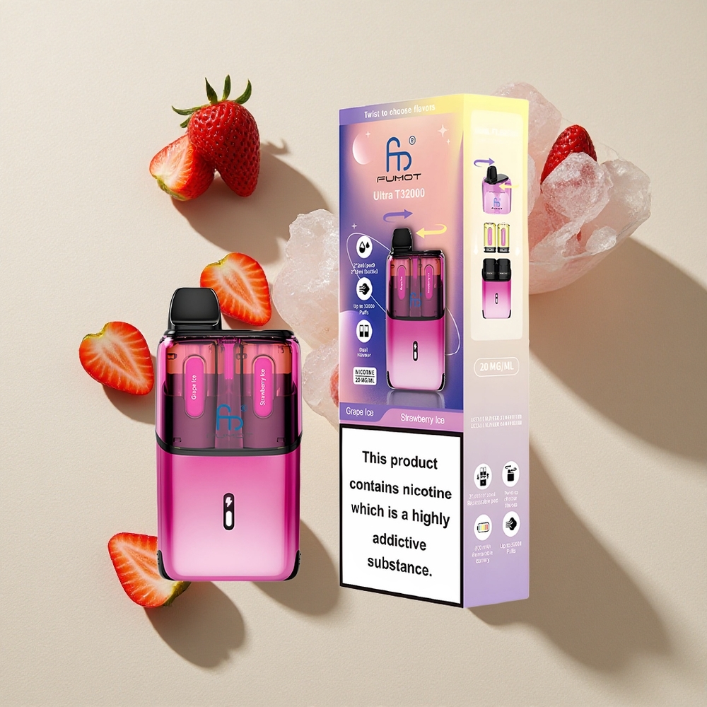 Fumot Ultra T32000 Disposable Vape Puffs Es - Stroberi Es vape wholesale Indonesia 32000 Puffs 24ml e-liquid 800mAh