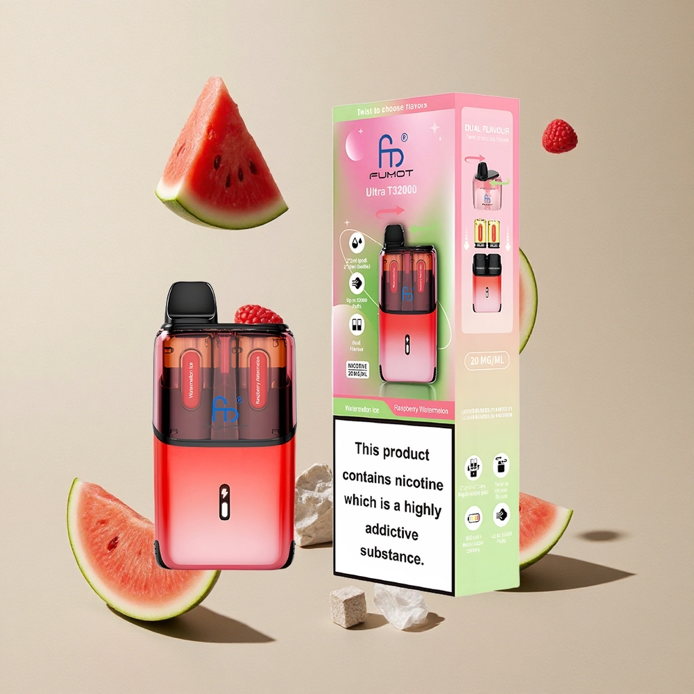 Fumot Ultra T32000 Disposable Vape Semangka Es - Raspberry Semangka vape wholesale Indonesia