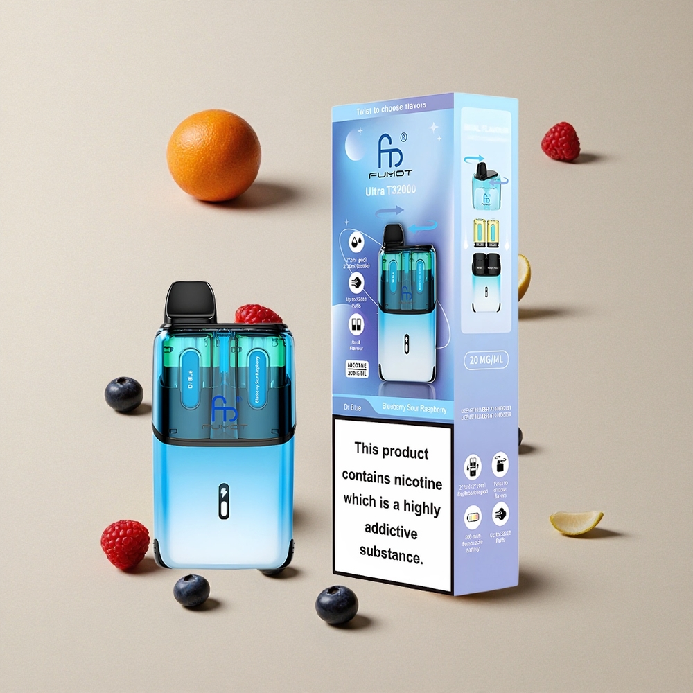 Fumot Ultra T32000 Dr Blue - Blueberry Raspberry Asam vape wholesale Indonesia Puffs 32000 Baterai 800mAh
