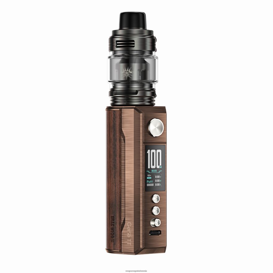 VOOPOO DRAG M100S perangkat mod kuningan antik & padauk L8JR275 VOOPOO Vape Indonesia